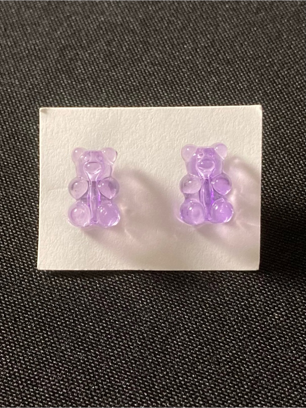 Handmade Pastel Purple Transparent Gummy Bear Stud Earrings